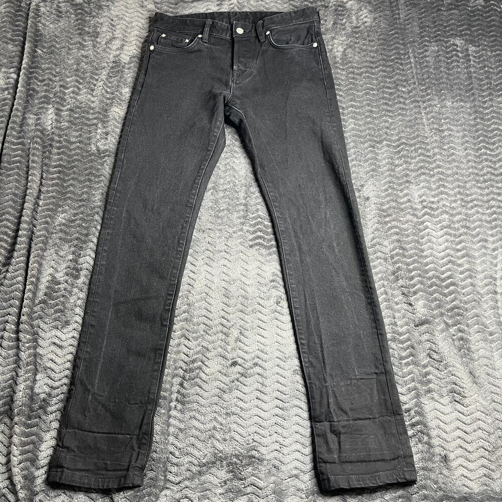 Buck Mason Jeans Mens 29x34 Black Maverick Slim Button Fly Denim